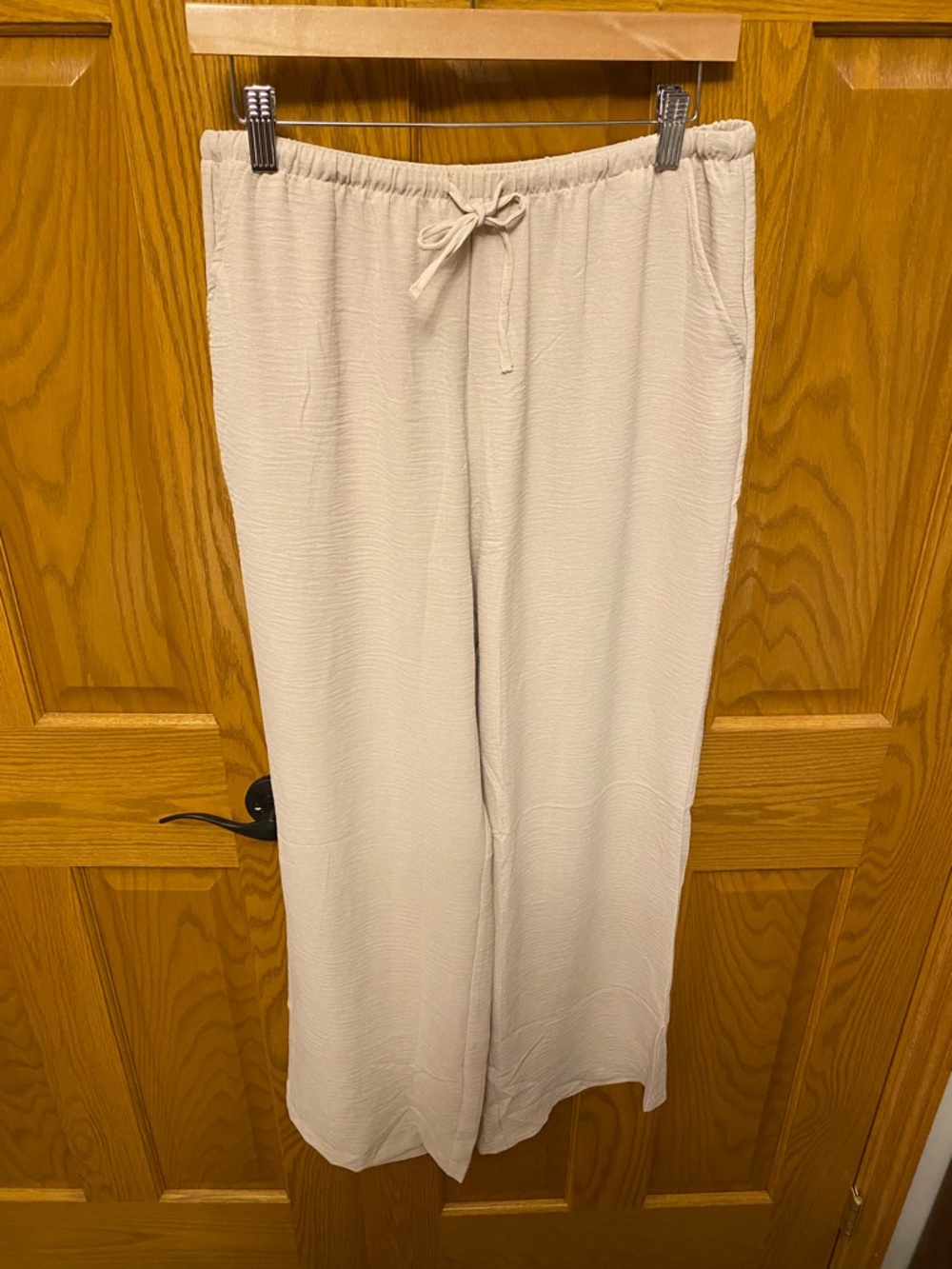 Sampeel Wide Leg Pull-On Pants in Light Beige Large